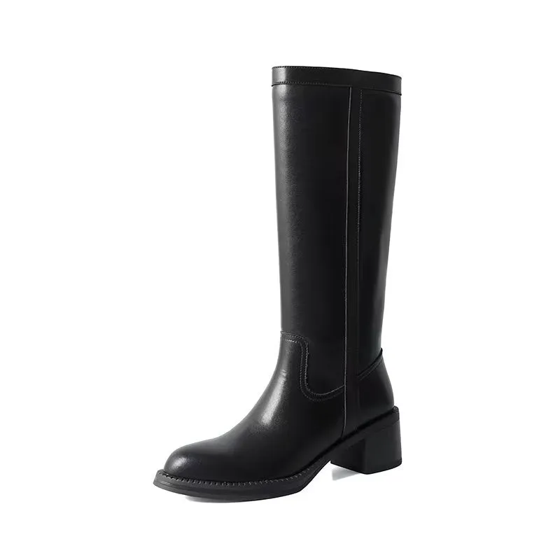 LeatherLuxe Classy Pattern Knee-High Boots