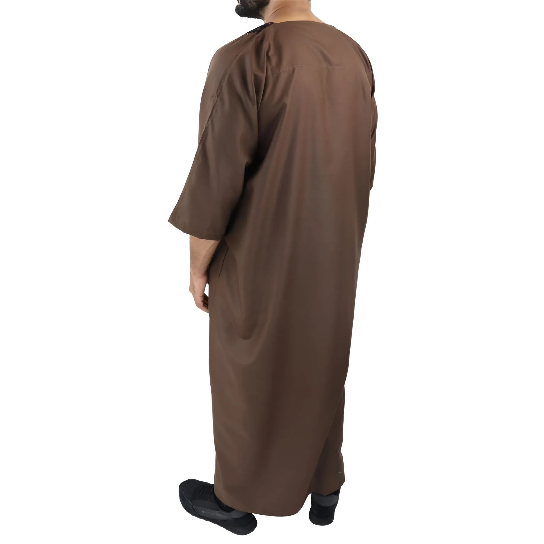 Mens Morrocan Thobe Jubba Islamic Clothing Kaftan Dubai Arabic Robe Half Short Sleeve