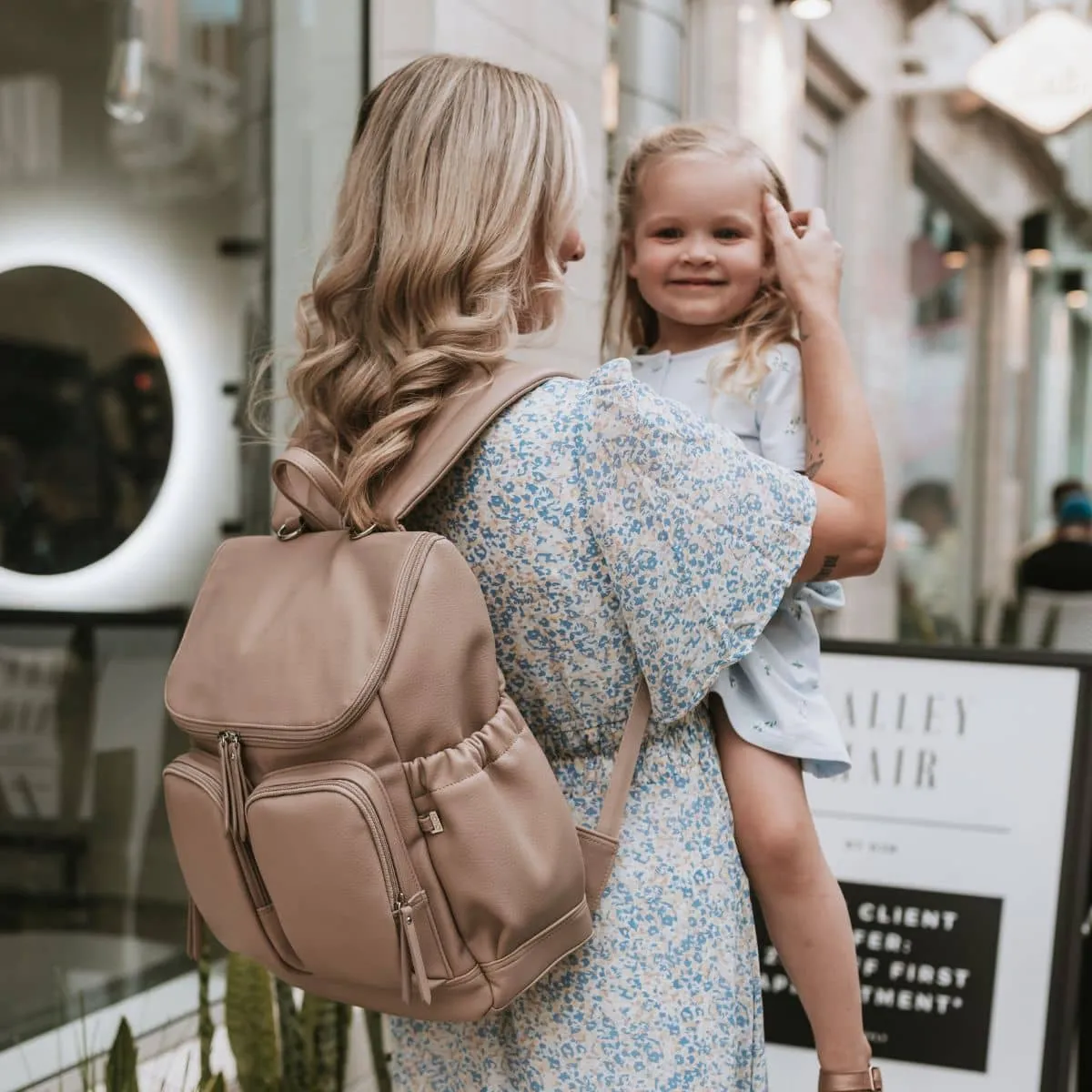 OiOi Vegan Leather Nappy Backpack - Oat Dimple