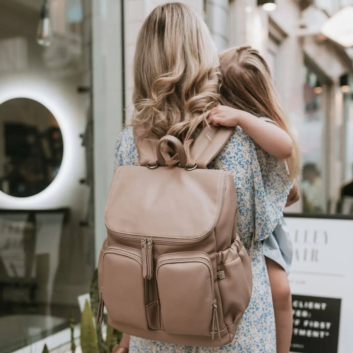 OiOi Vegan Leather Nappy Backpack - Oat Dimple