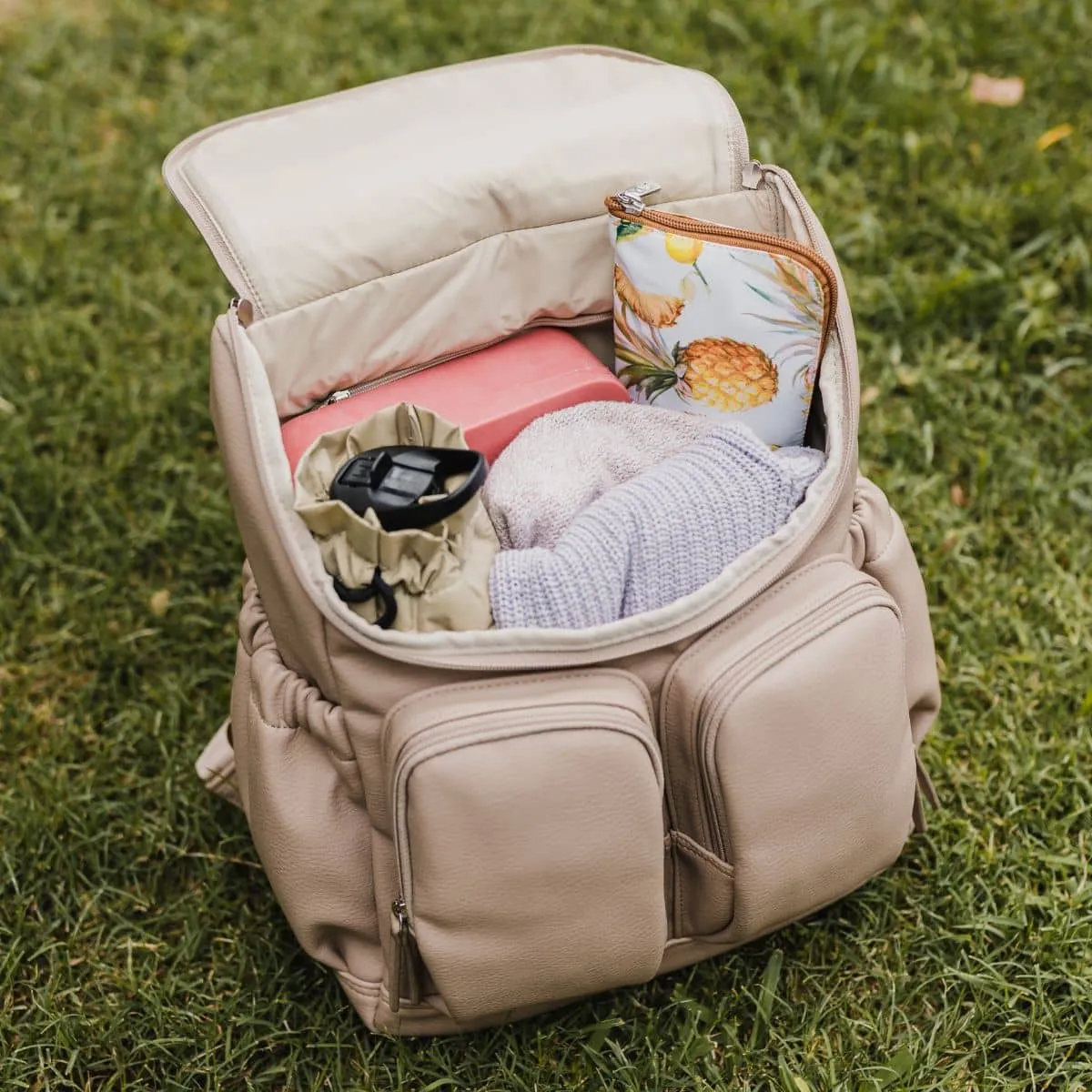 OiOi Vegan Leather Nappy Backpack - Oat Dimple