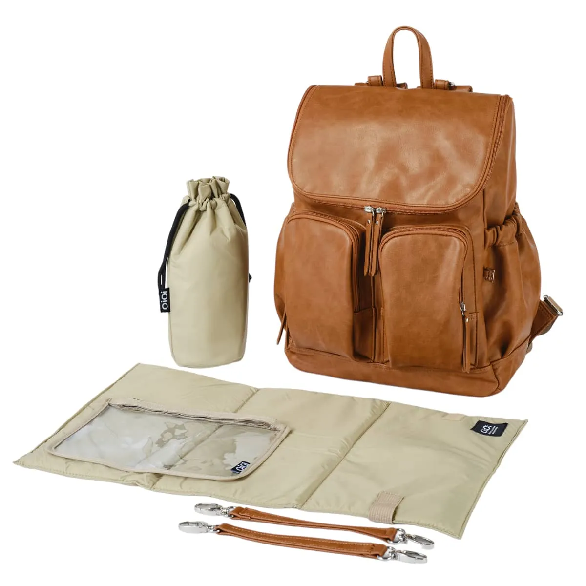 OiOi Vegan Leather Nappy Backpack - Tan