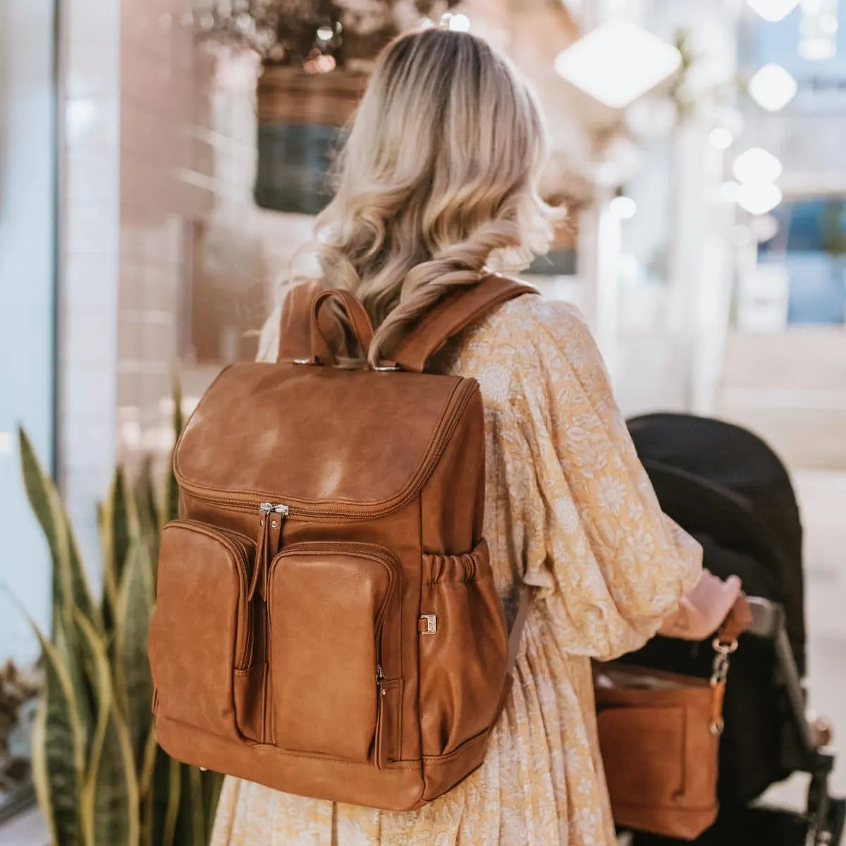 OiOi Vegan Leather Nappy Backpack - Tan