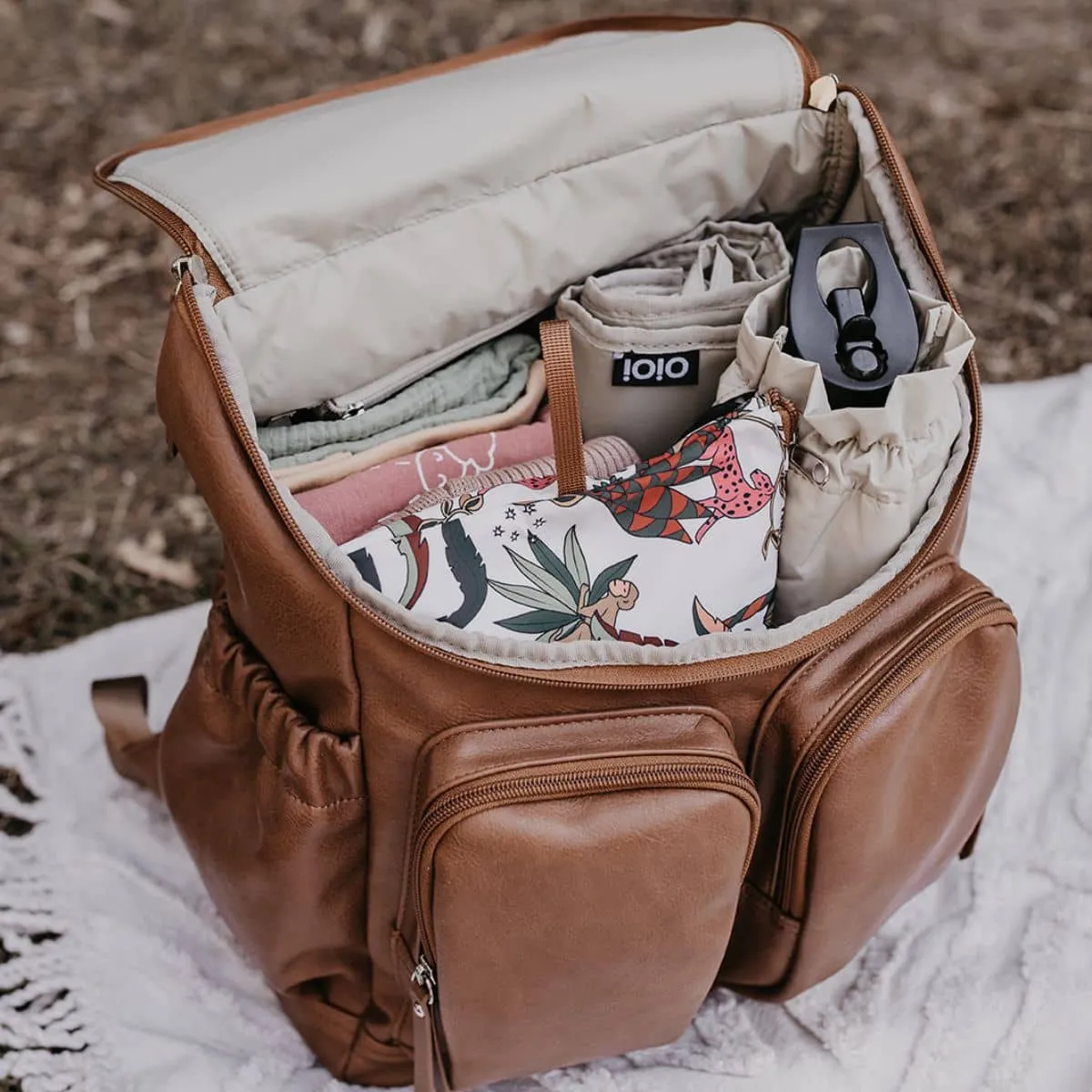 OiOi Vegan Leather Nappy Backpack - Tan