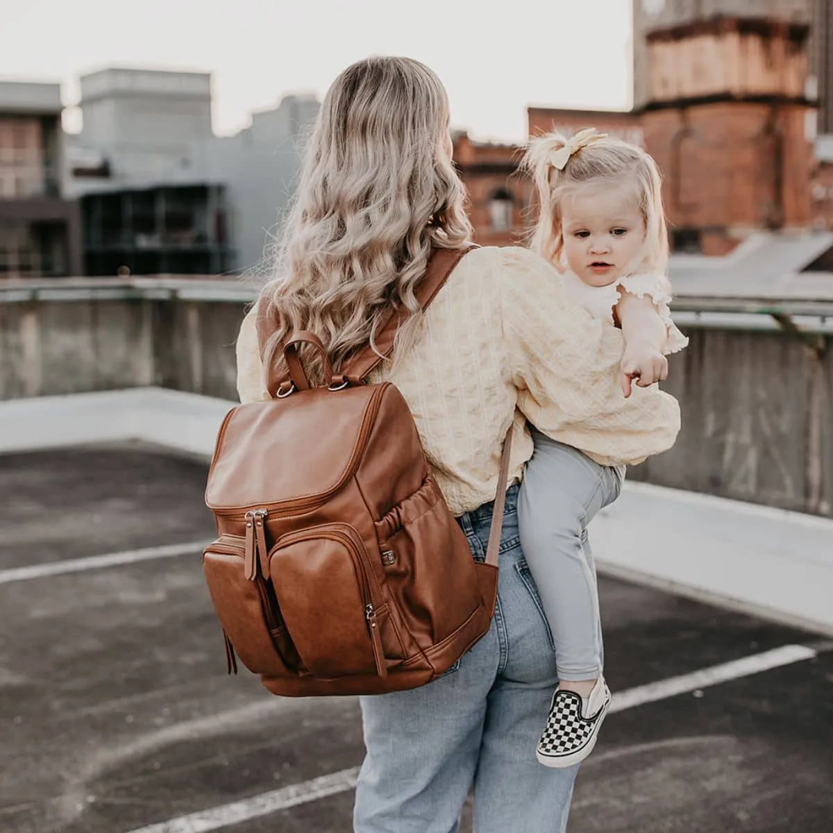 OiOi Vegan Leather Nappy Backpack - Tan