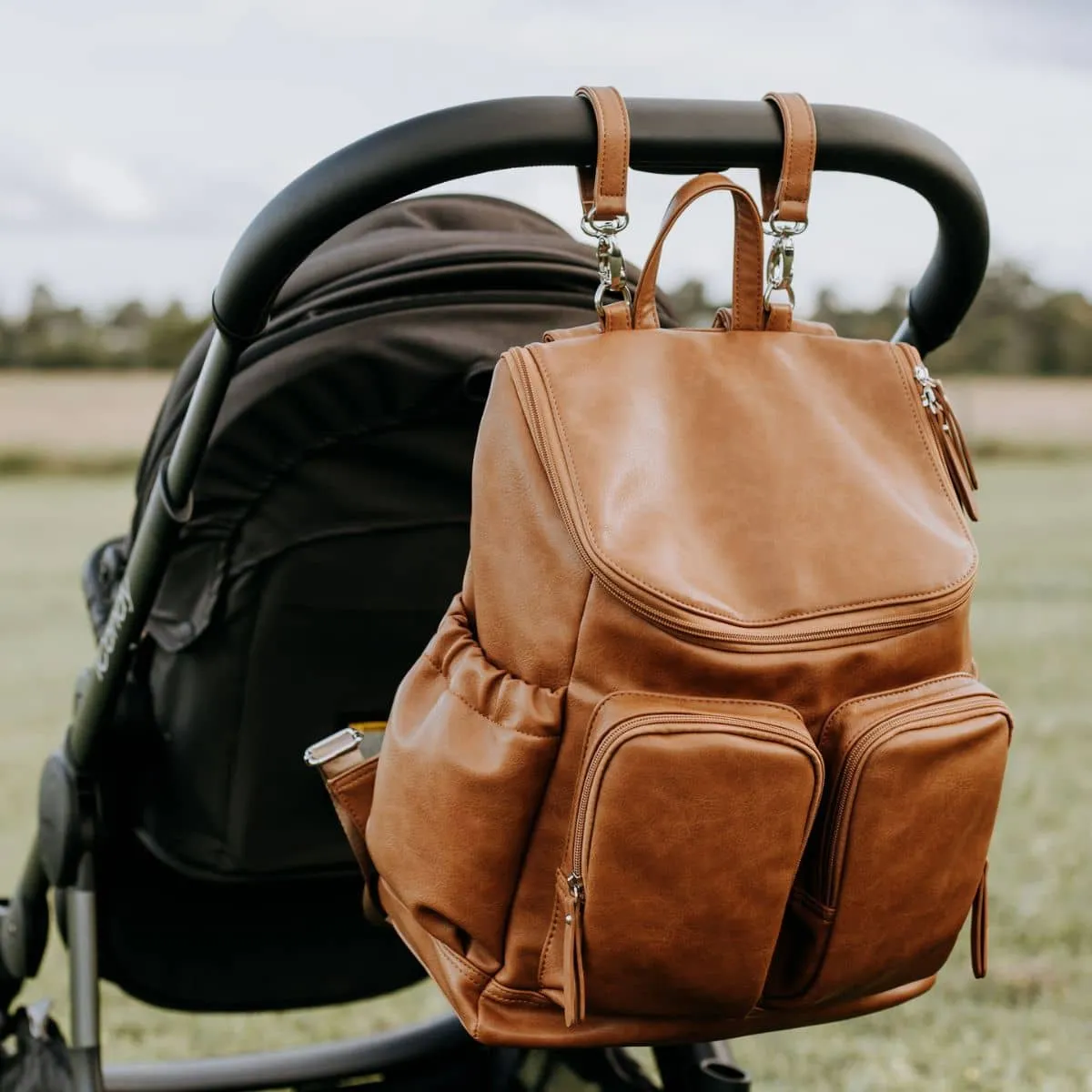 OiOi Vegan Leather Nappy Backpack - Tan