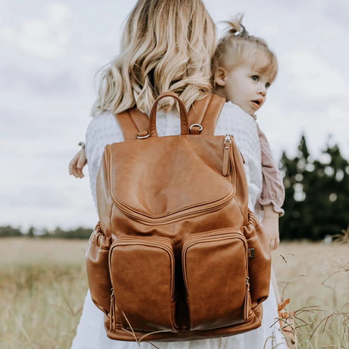 OiOi Vegan Leather Nappy Backpack - Tan