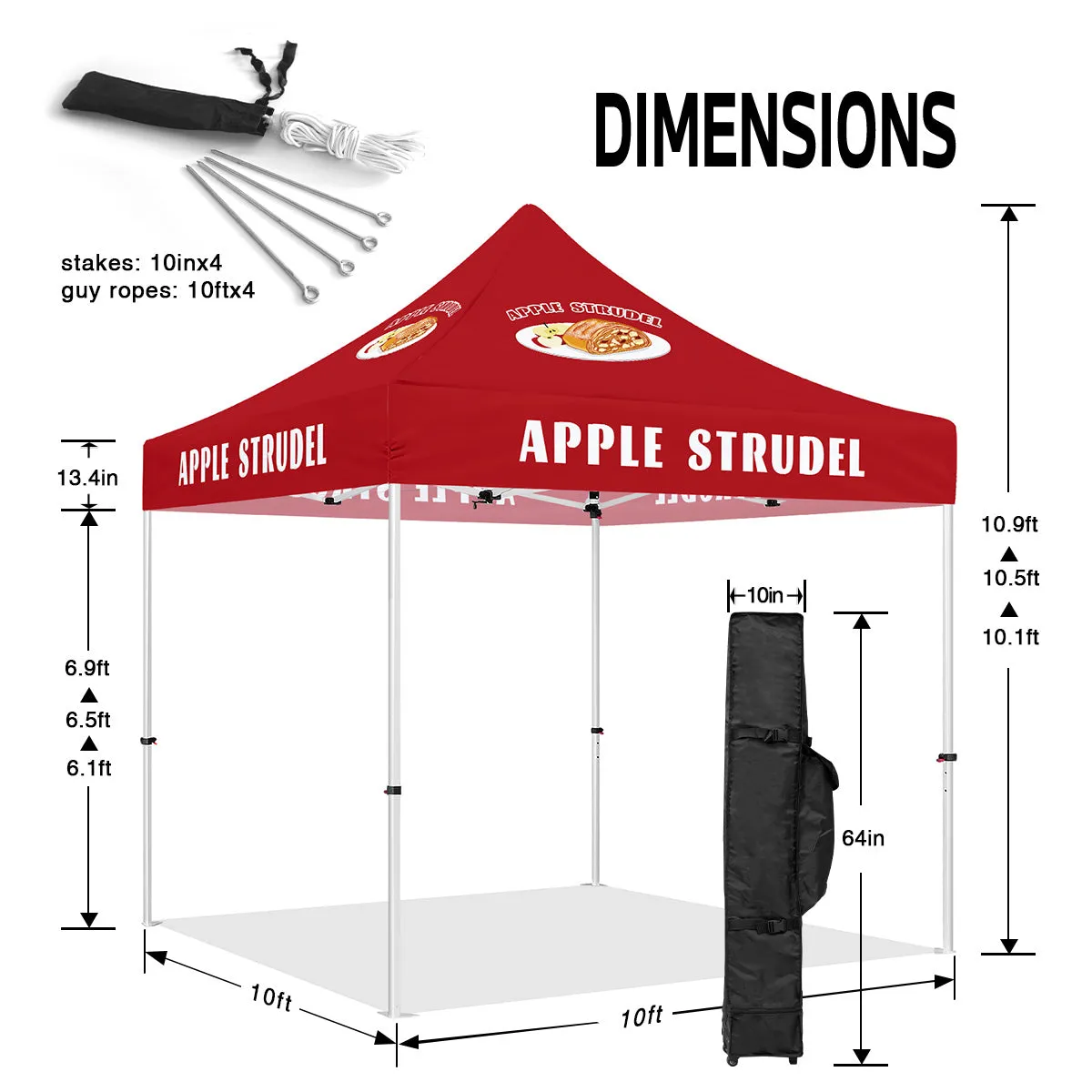 Outdoor Food Tent-Apple Strudel 10x10 Printed Canopy Tent