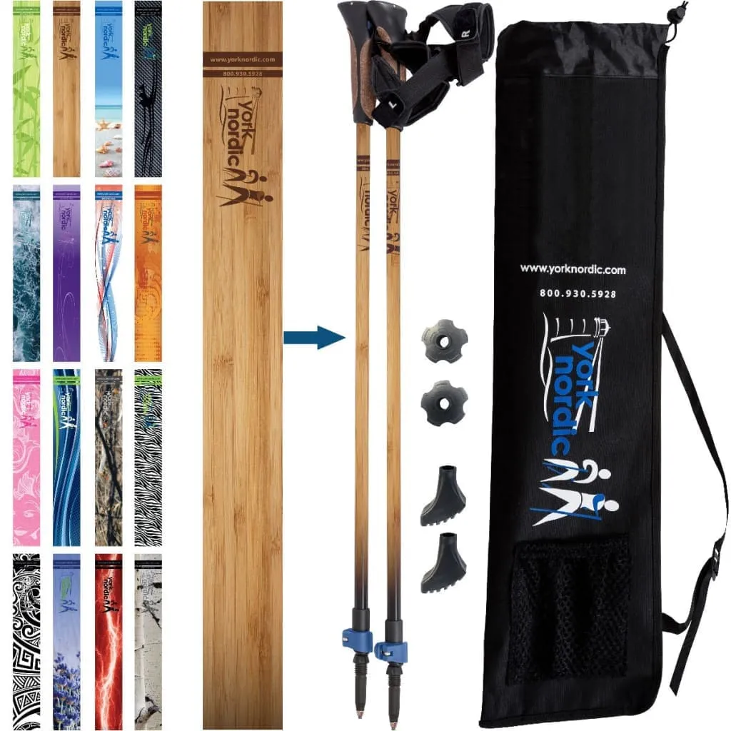 Redwood Design Hiking - Walking Poles w-flip locks, detachable feet and travel bag - 2 poles - For Heights up to 6’2”