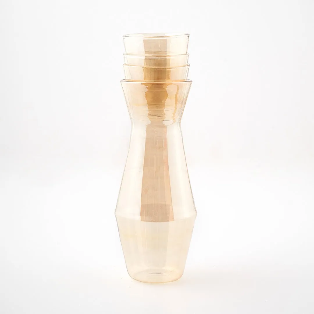 Rekolo- Hand Blown Glass Bottle with 3 Cups