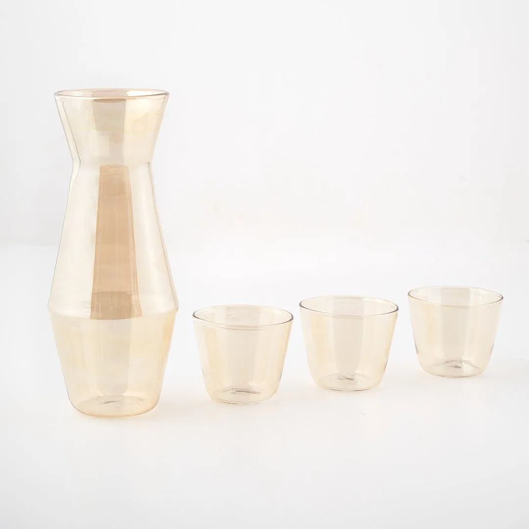 Rekolo- Hand Blown Glass Bottle with 3 Cups