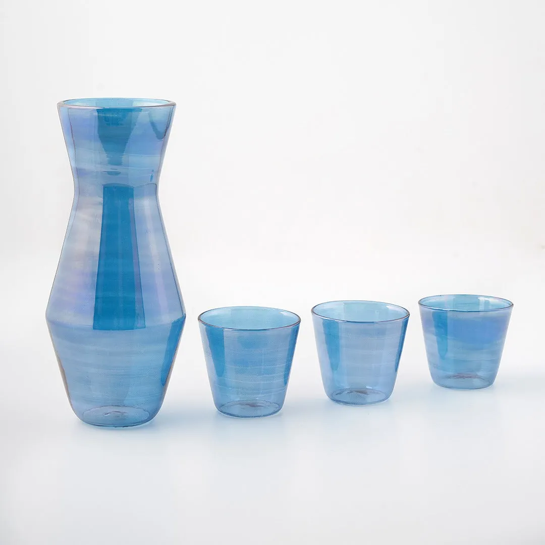 Rekolo- Hand Blown Glass Bottle with 3 Cups