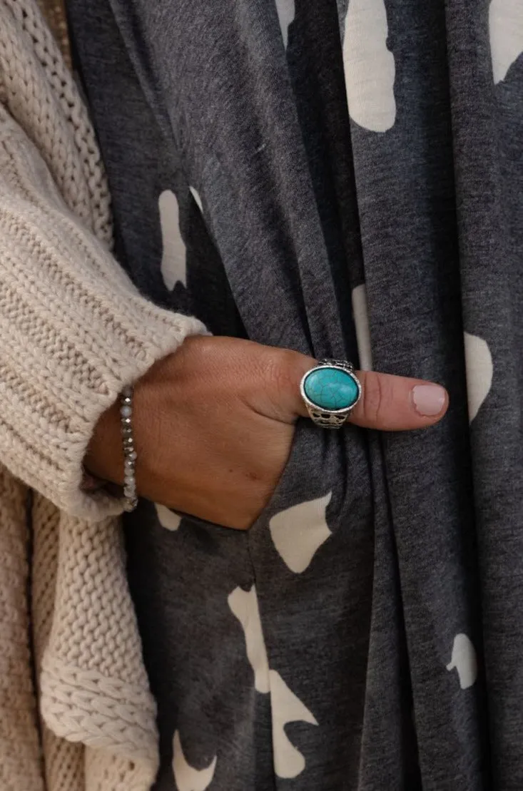 Riviera Maya Adjustable Turquoise Ring - Silver