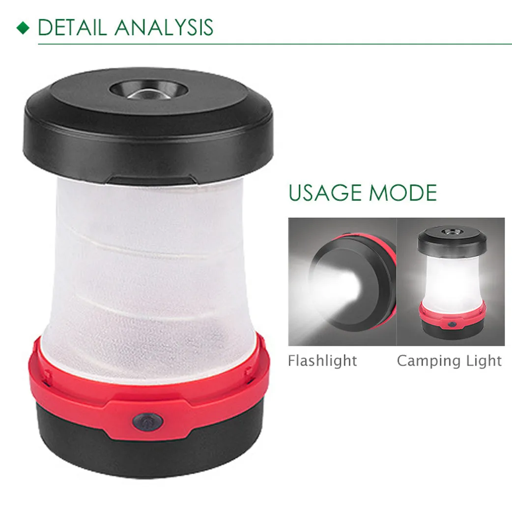 Solar Powered LED Camping Lantern, Collapsible Design USB