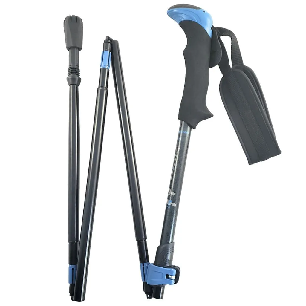 Travel Folding Walking & Hiking Poles - 13.5 in with Rubber Feet, Baskets, and Bag - Available in 3 Sizes and Choice of Grips