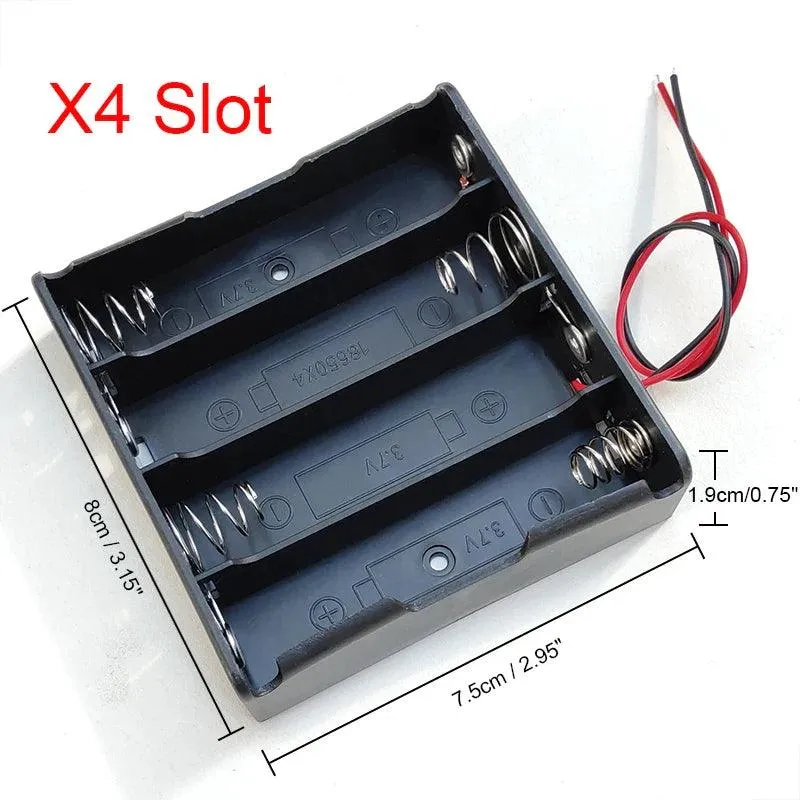 Versatile 18650 Battery Storage Cases - 1 to 4 Slot DIY Power Bank Holders with Wire Leads