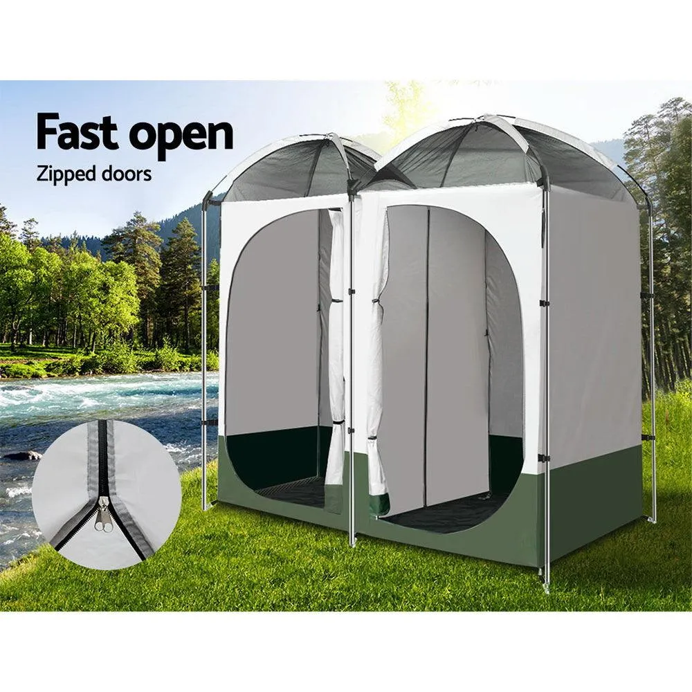 Weisshorn Double Camping Shower Toilet Tent - Green