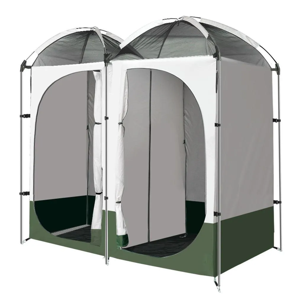 Weisshorn Double Camping Shower Toilet Tent - Green