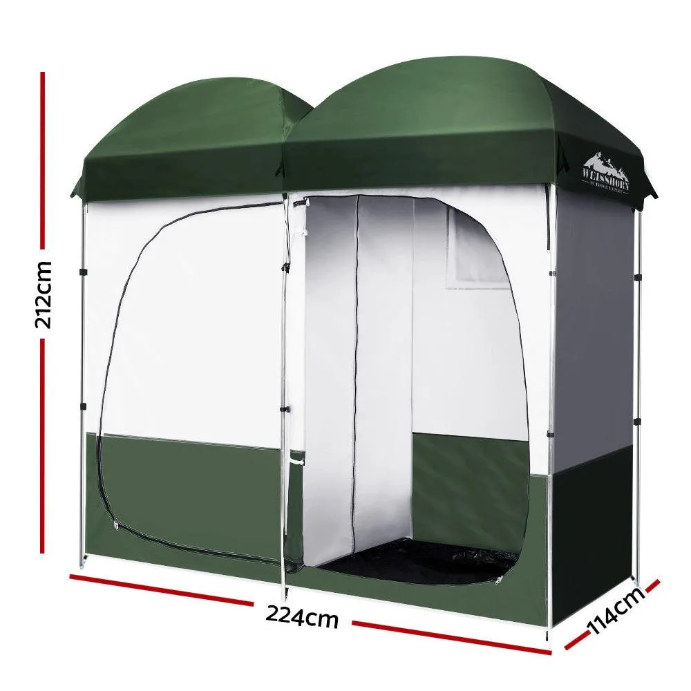 Weisshorn Double Camping Shower Toilet Tent - Green