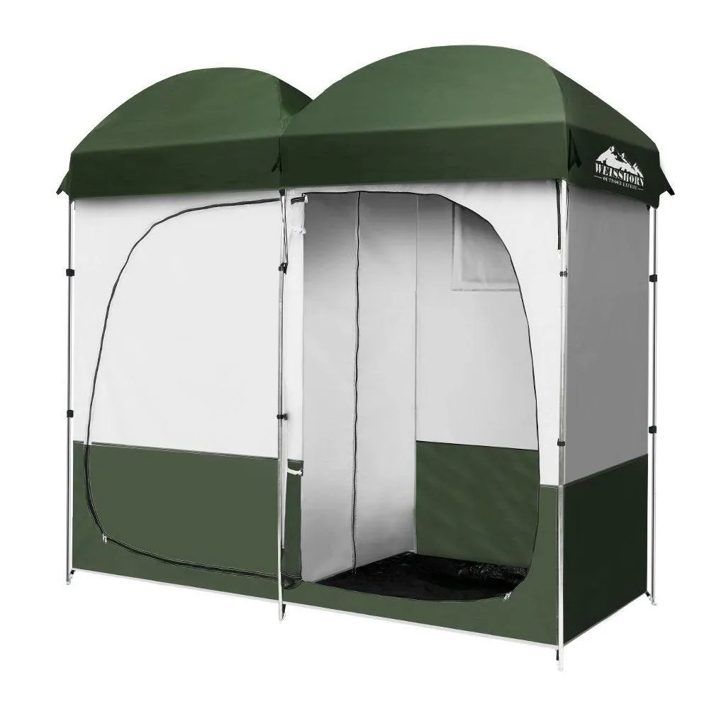 Weisshorn Double Camping Shower Toilet Tent - Green