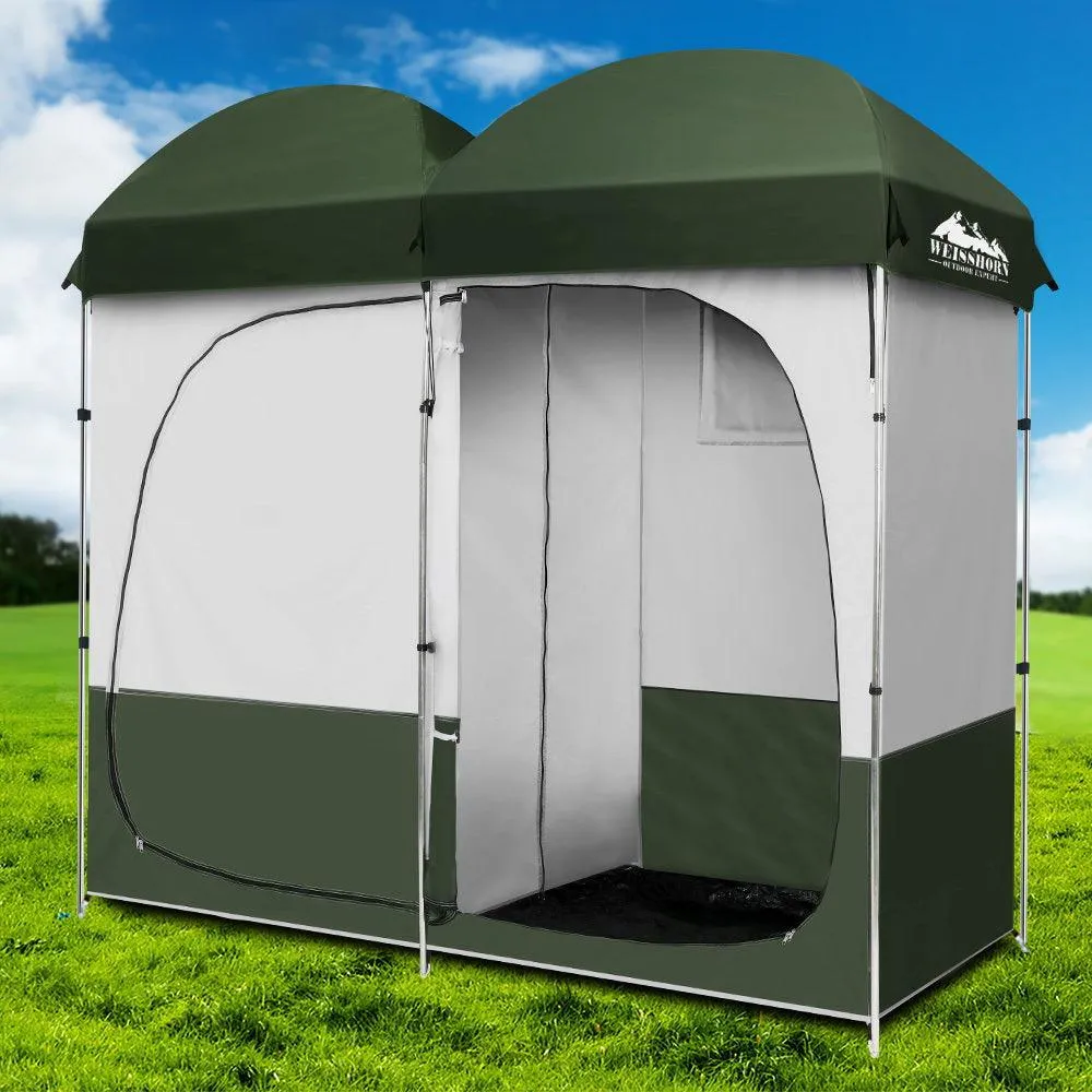 Weisshorn Double Camping Shower Toilet Tent - Green