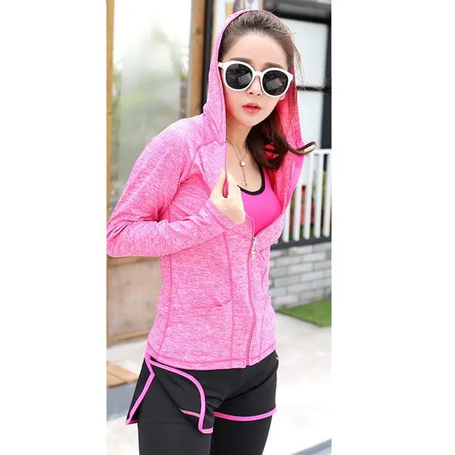 Women Spring Sport Running Jackets Hot Gym And Yoga Hoodie Sweatshirt