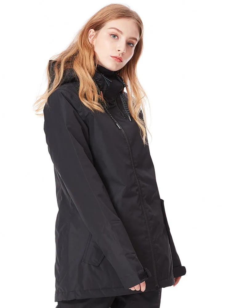 Women's Thermal Warm Waterproof Windproof Black Ski Jackets