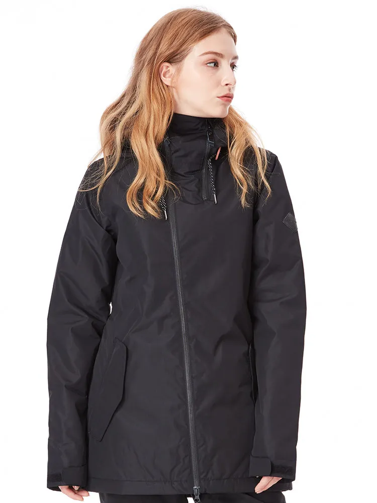 Women's Thermal Warm Waterproof Windproof Black Ski Jackets