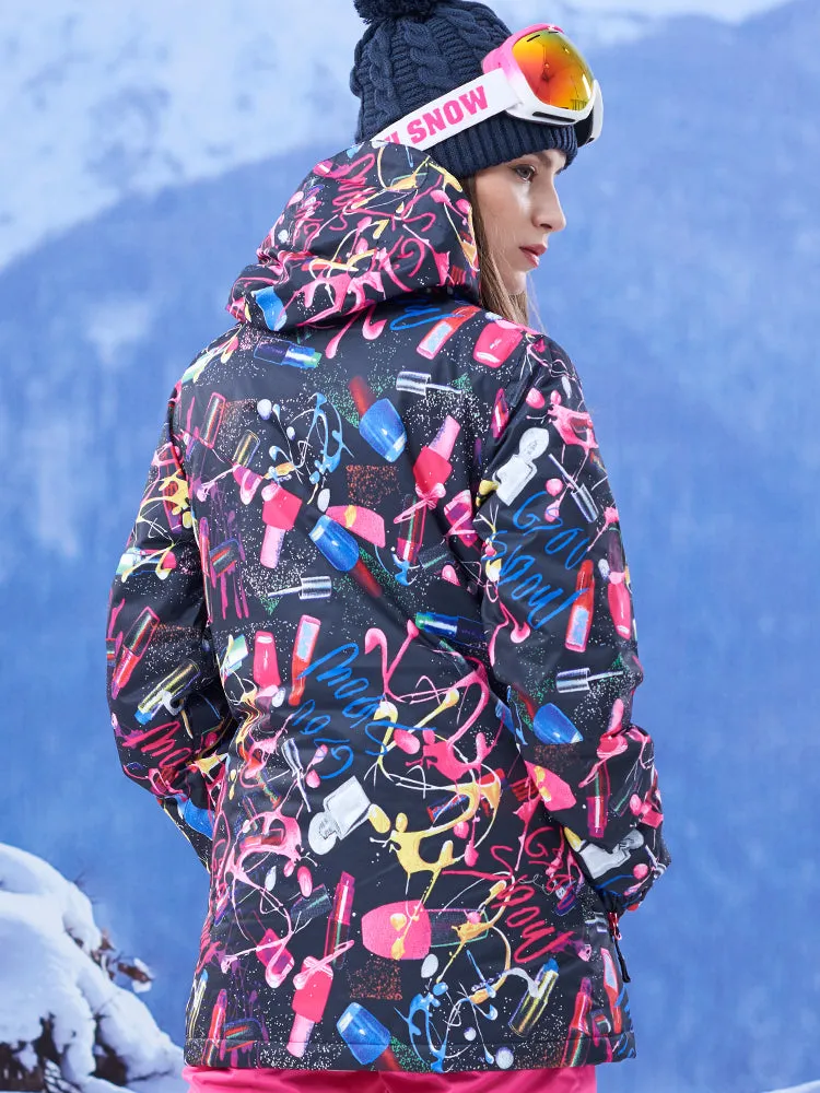 Women's Thermal Warm Waterproof Windproof Colorful Snowboard Jacket