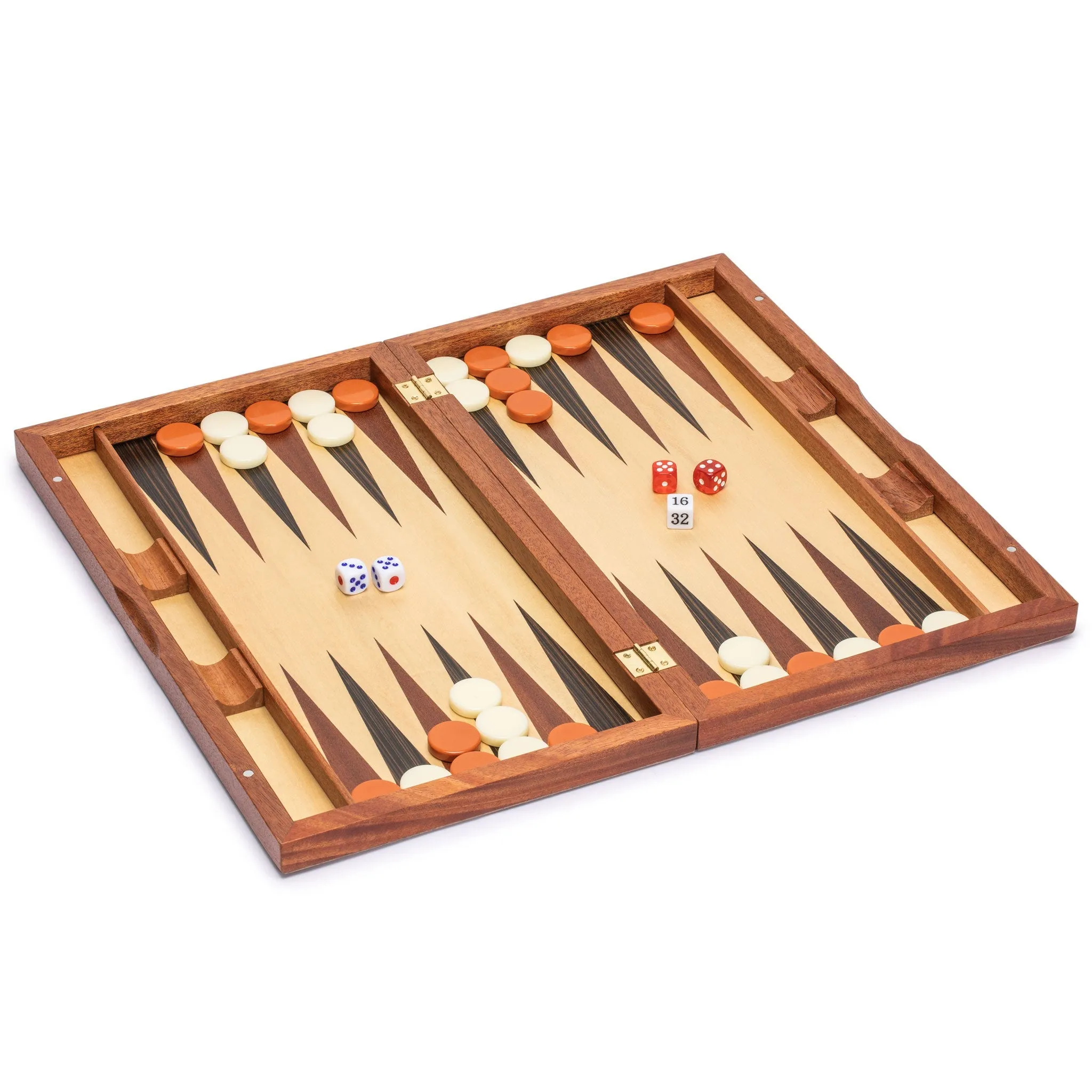 Wooden Inlaid Rosewood Backgammon Game Set - Knoll - 17"