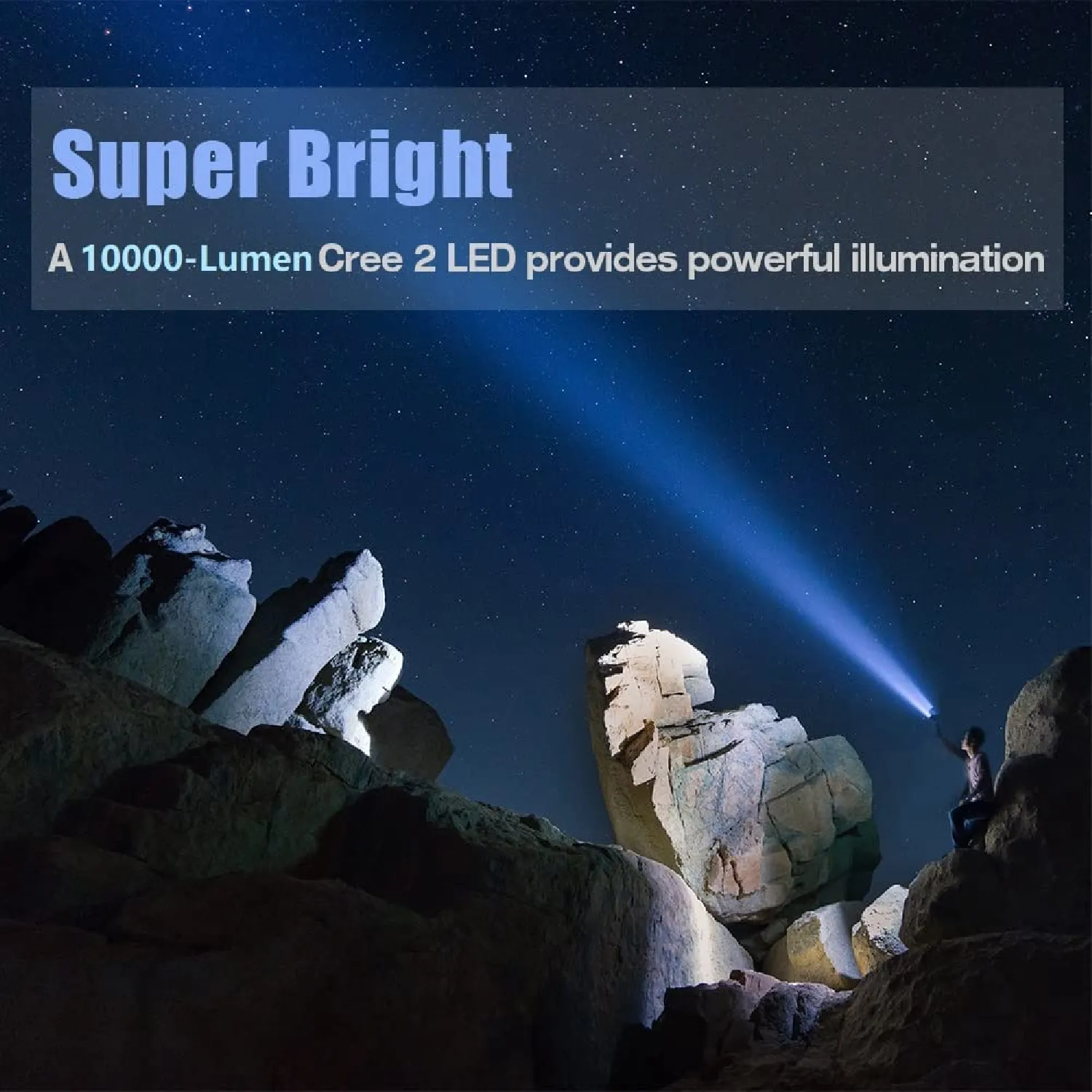 YIERBLUE Rechargeable Spotlight | Super Bright 10000 Lumen LED Flashlight