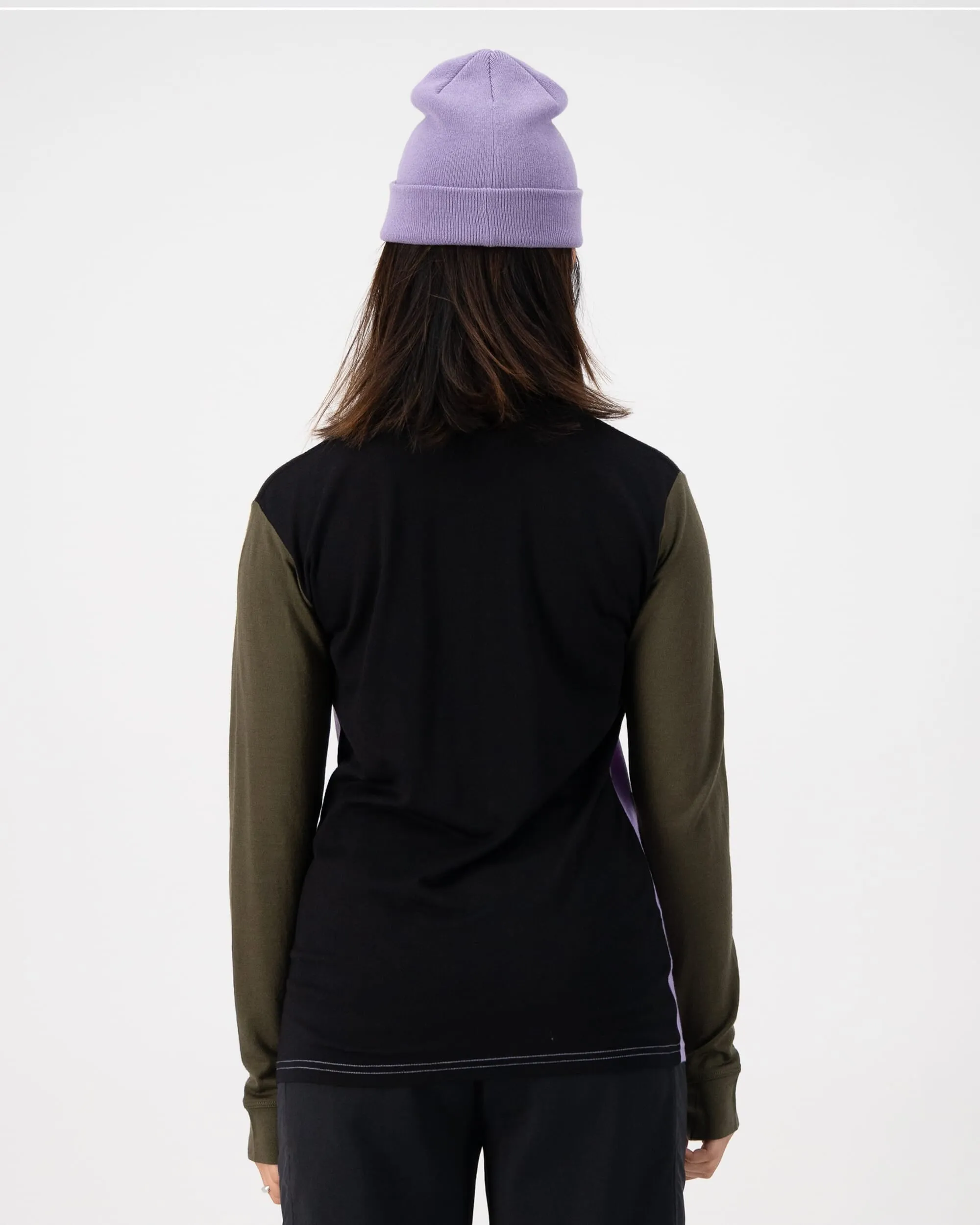 Yotei Merino High Neck Long Sleeve - Lupin / Dark Olive / Black