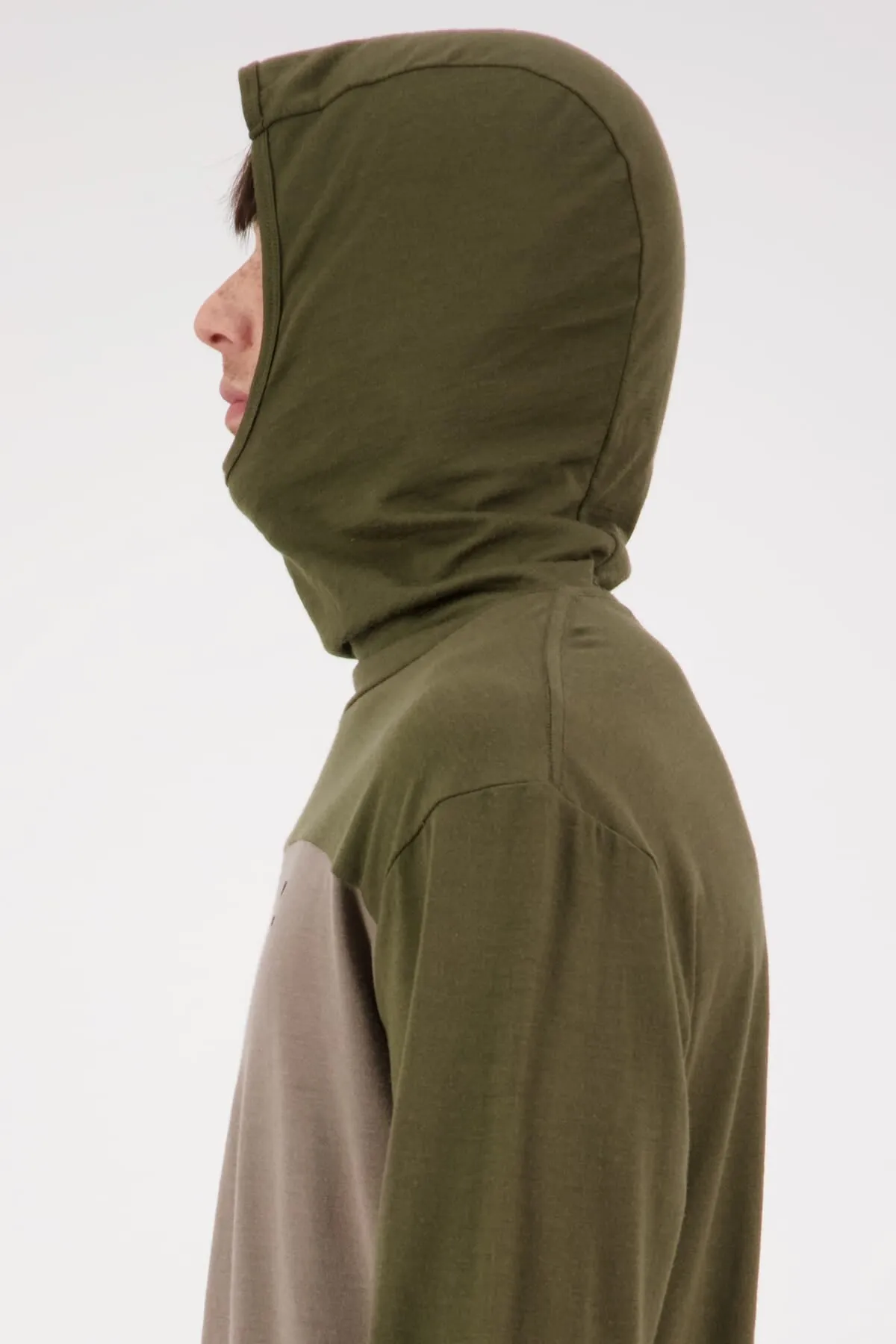 Yotei Merino Powder Hood LS - Dark Olive Walnut